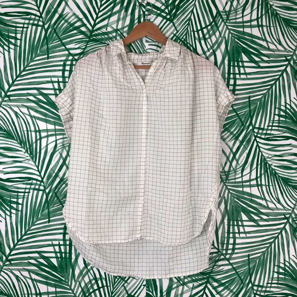 Madewell Windowpane Button Down Blouse Medium